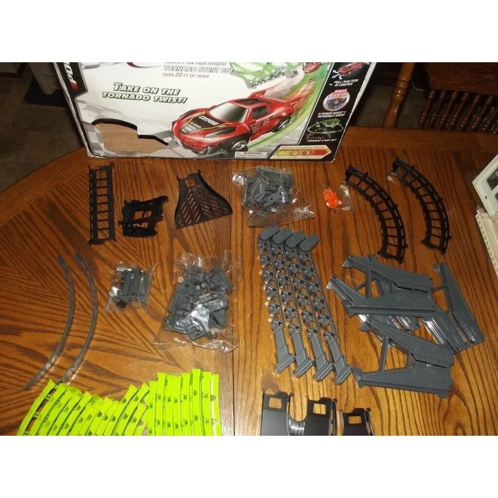 Silver-Lit 3DXTREK Tornado Stunt Set RC Car, Track, MISSING 2 PARTS